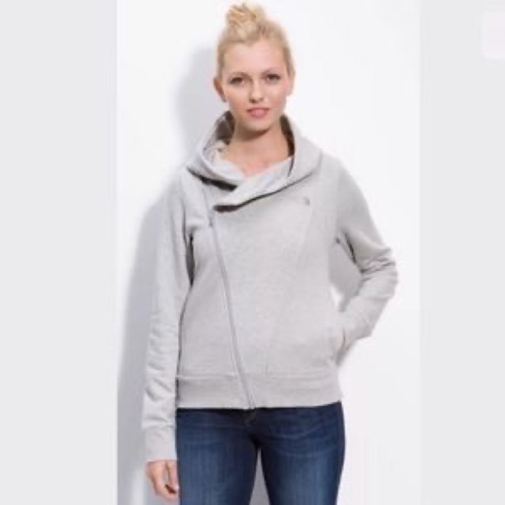 The North Face womens Bon Bonnie Full asymmetrical zip grey hoodie size …